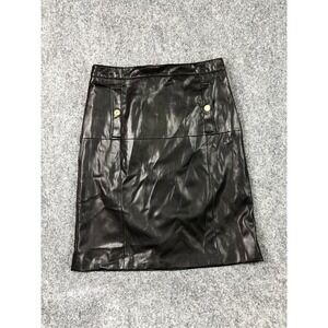 Liz Claiborne Career Petite Black Faux Leather Mini Skirt Size 10P